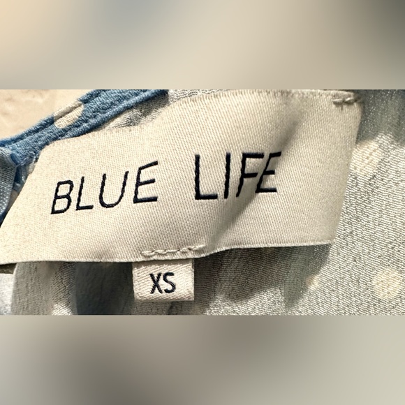 Blue Life Sleeveless Baby Blue Polka Dot Mini Dress w Back Cutout & Ties B1 - Picture 5 of 5